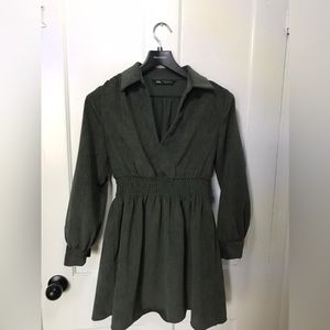 Zara- corduroy mini shirt dress
